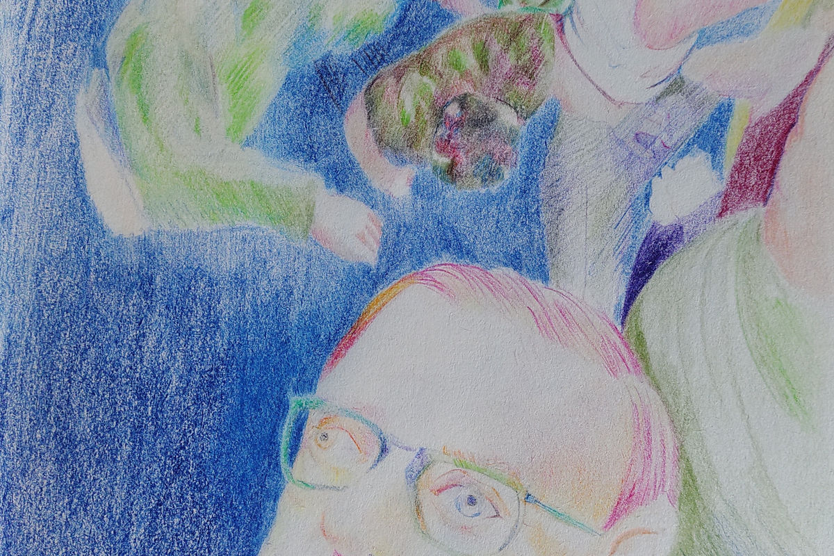 Ilustración de María Roda: Sartre en un pogo en Asilo Bar